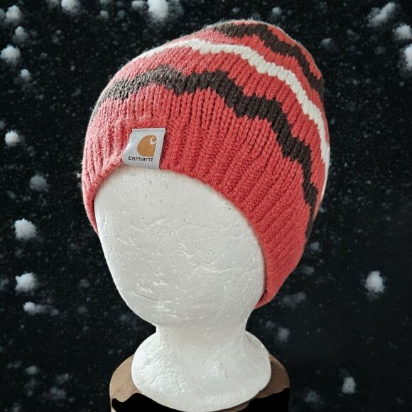 Carhartt Accessories - CARHARTT Women's Chevron Beanie Tobaggan One Size Fits All Fleece Lined